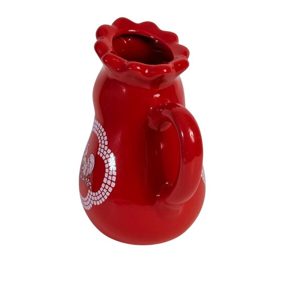 TempTations Red Ceramic Rooster Pitcher Jug VTG Farmhouse Creamer Gravy Syrup - Picture 12 of 13